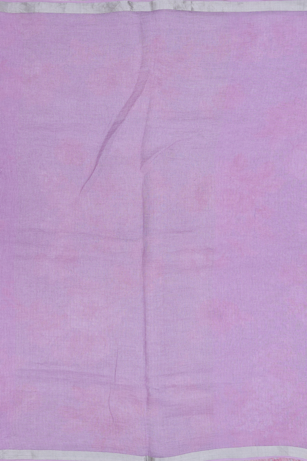 Linen Saree In Light Purple With Zari Border