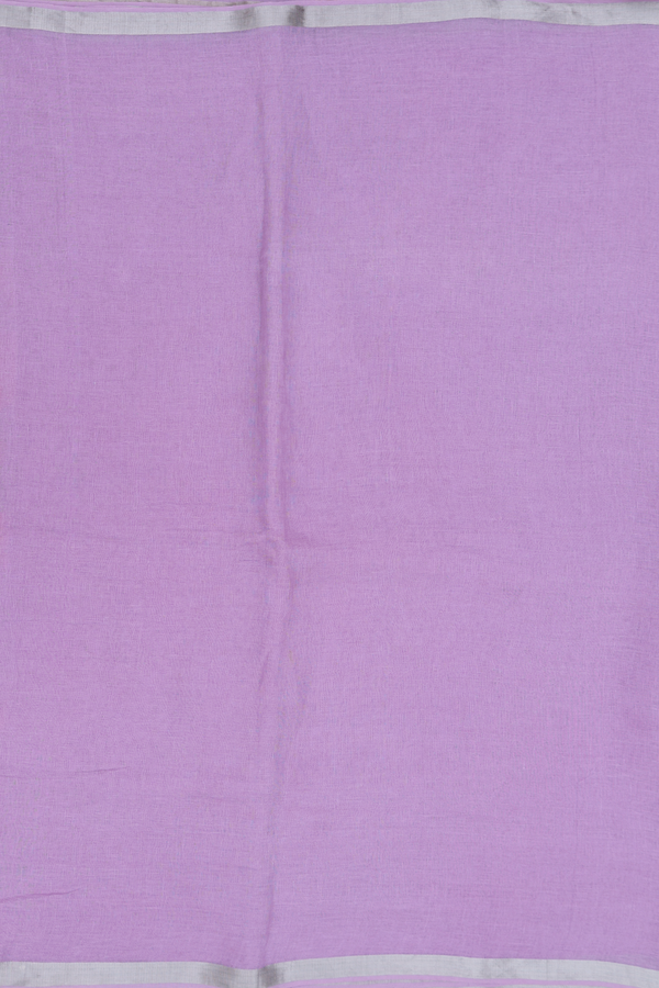 Linen Saree In Light Purple With Zari Border