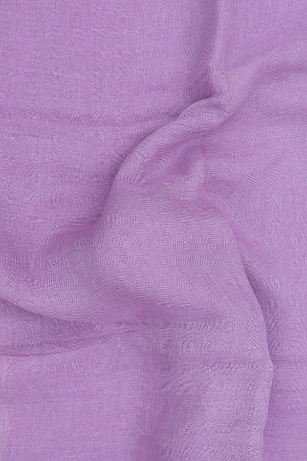 Linen Saree In Light Purple With Zari Border