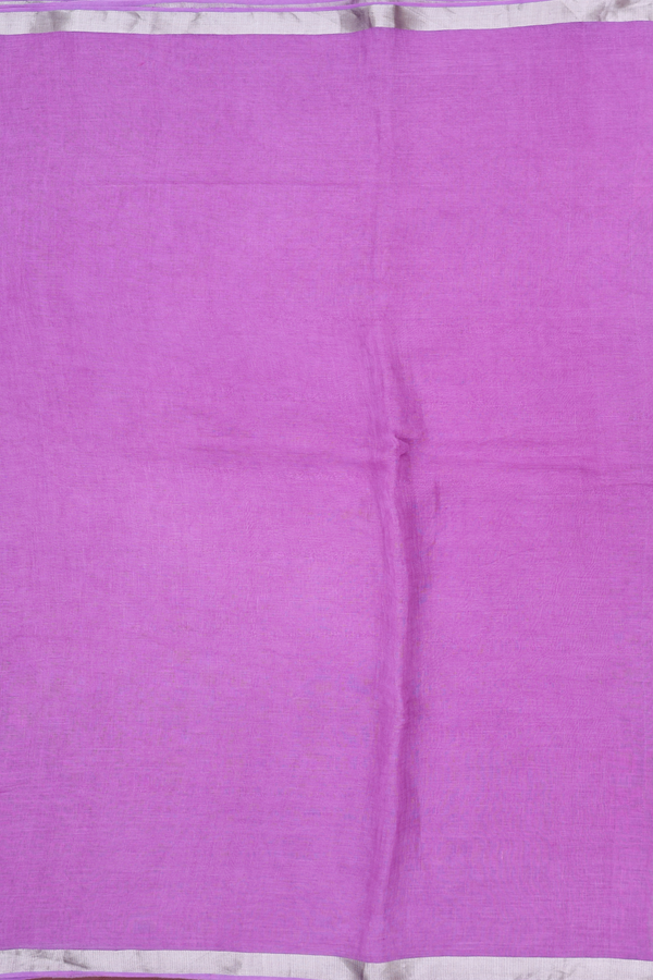Linen Saree In Deep Lilac With Zari Border