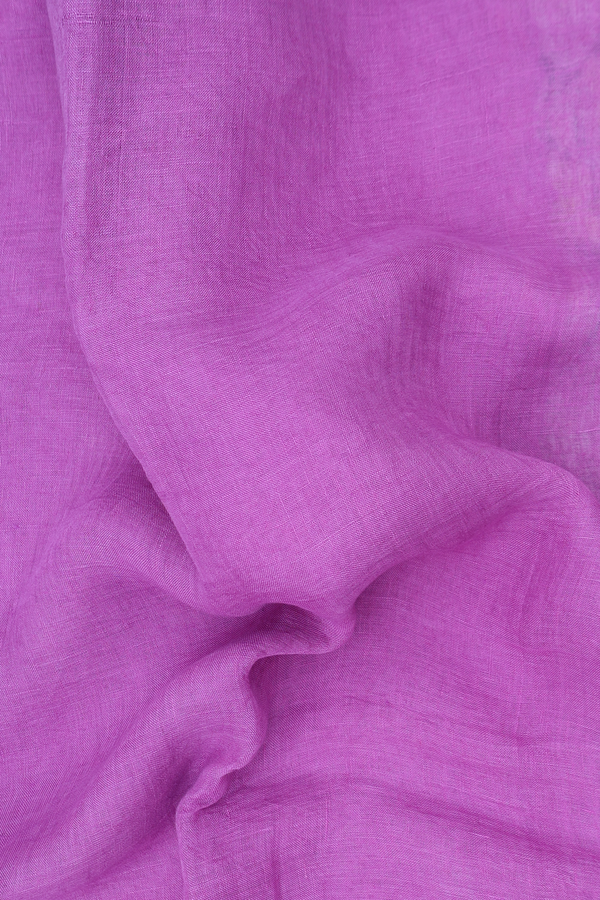 Linen Saree In Deep Lilac With Zari Border