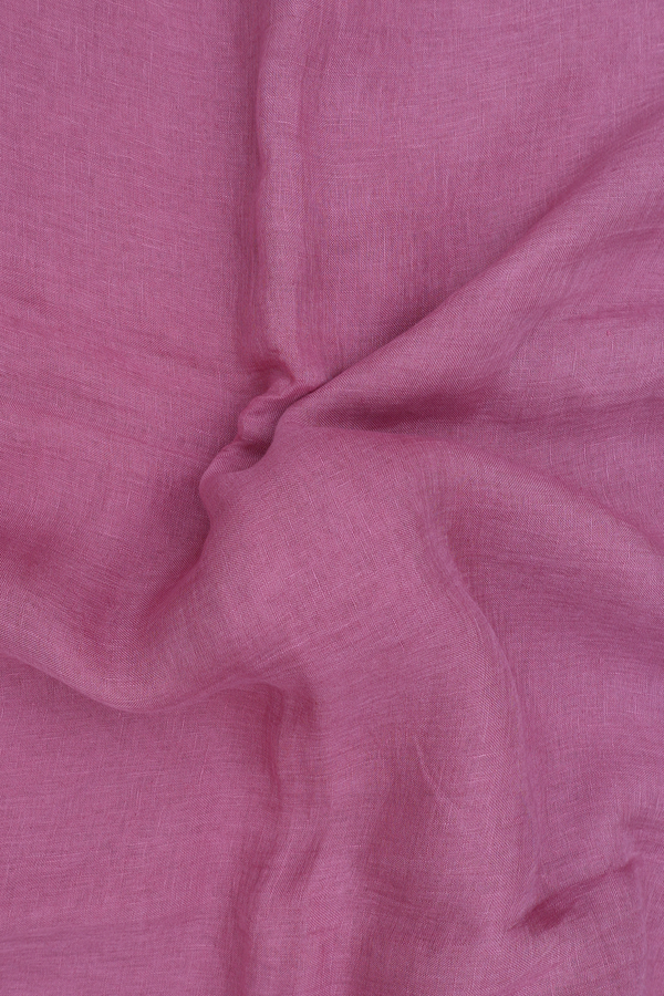 Linen Saree In Dark Mauve With Zari Border