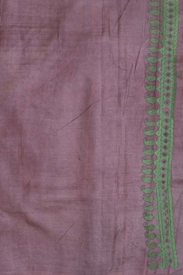 Tussar Silk Saree In Brown With Threadwork Buttas