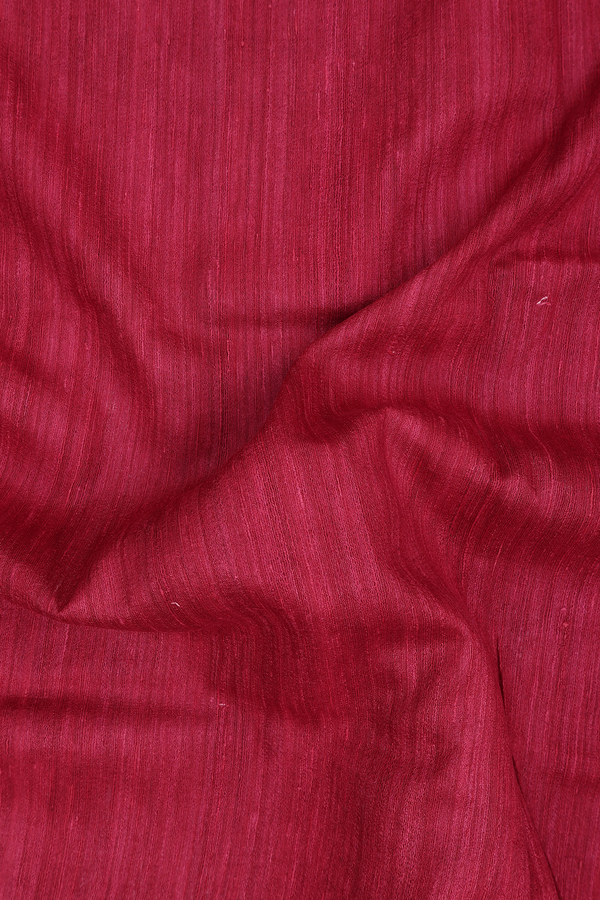 Tussar Madhubani Silk Saree In Plain Red With Peacock Border