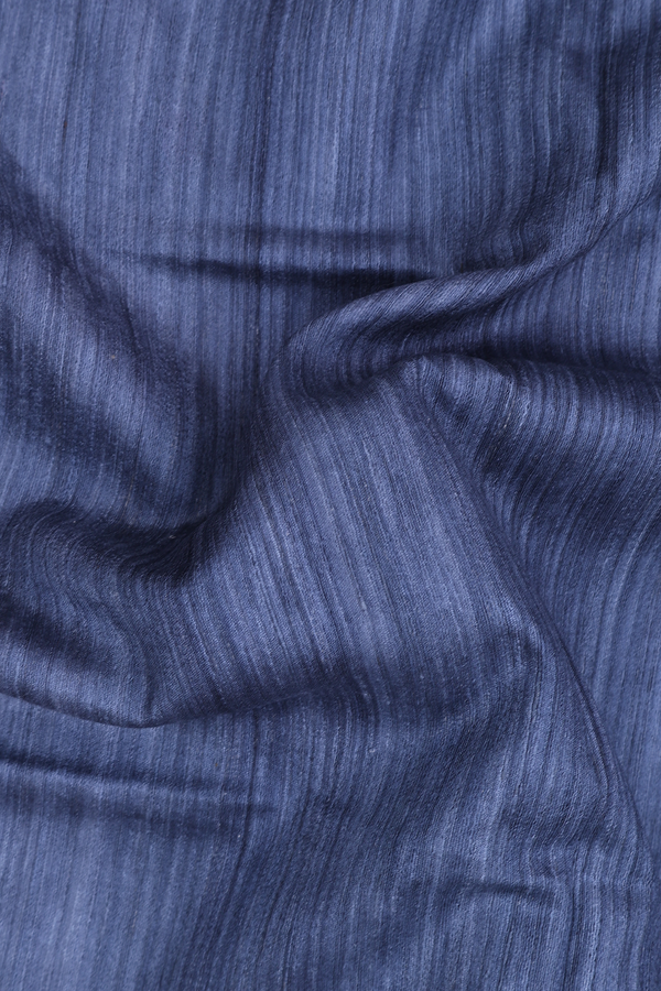 Tussar Silk Saree Pigeon Blue With Madhubani Border