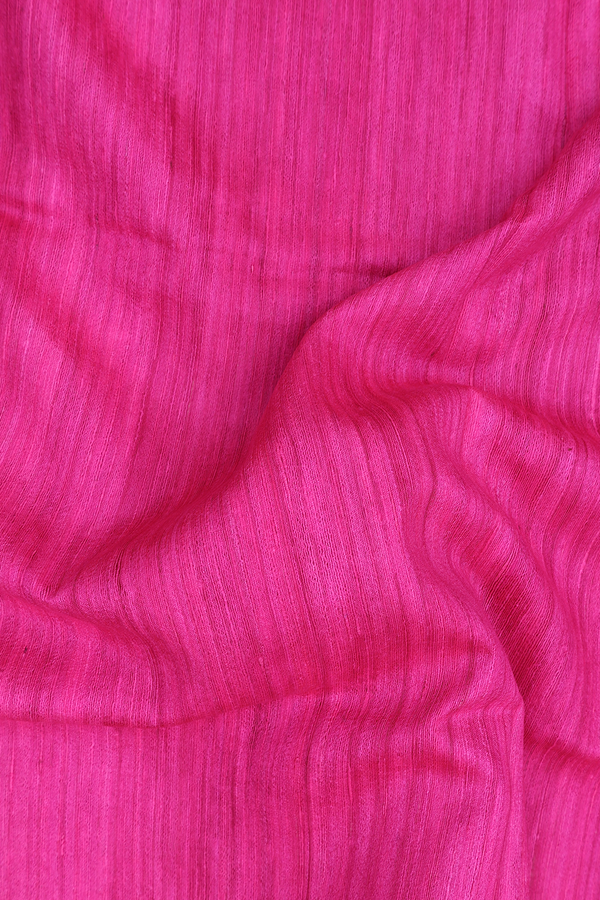 Tussar Silk Saree In Plain Pink With Madhubani Border