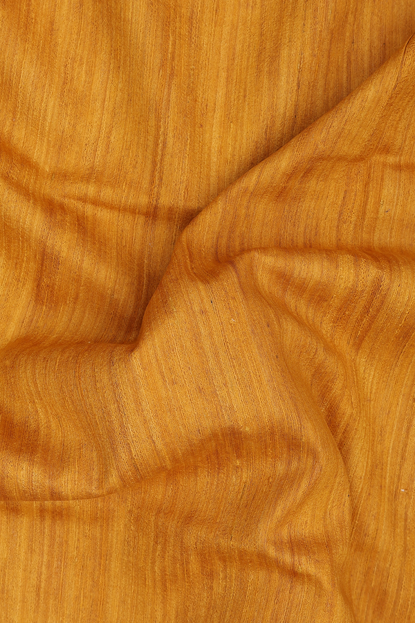Tussar Silk Saree Plain Yellow With Madhubani Border