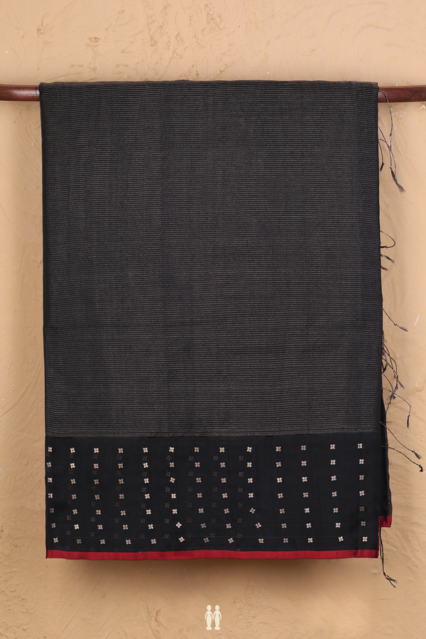 Bailu Silk Saree In Black With Stripes Design