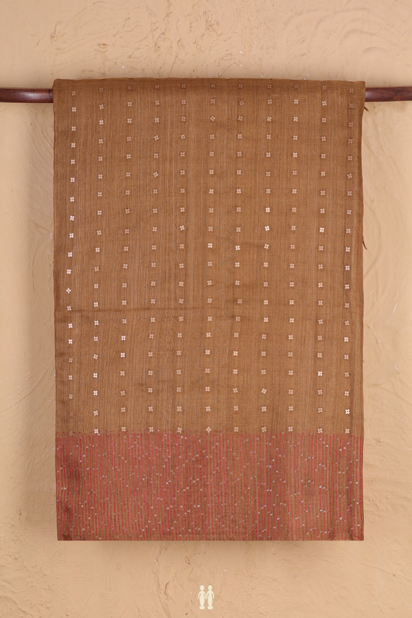 Bailu Silk Saree In Brown With Chamki Work