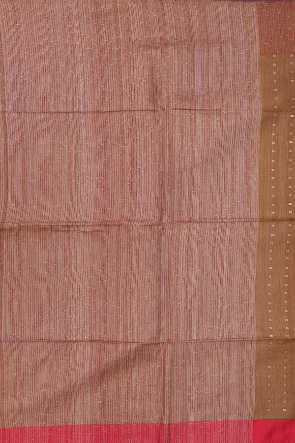 Bailu Silk Saree In Brown With Chamki Work
