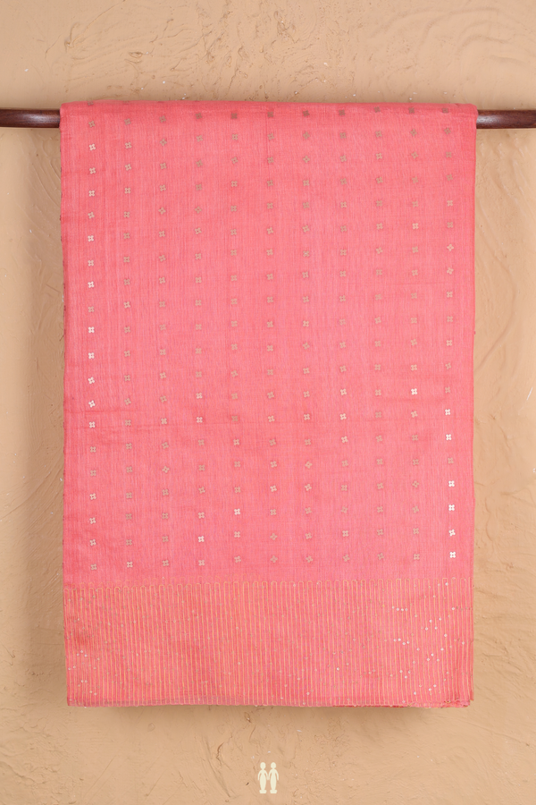 Bailu Silk Saree In Peach With Chamki Work