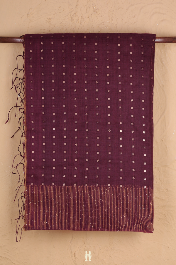 Bailu Silk Saree In Coffee Brown With Chamki Work