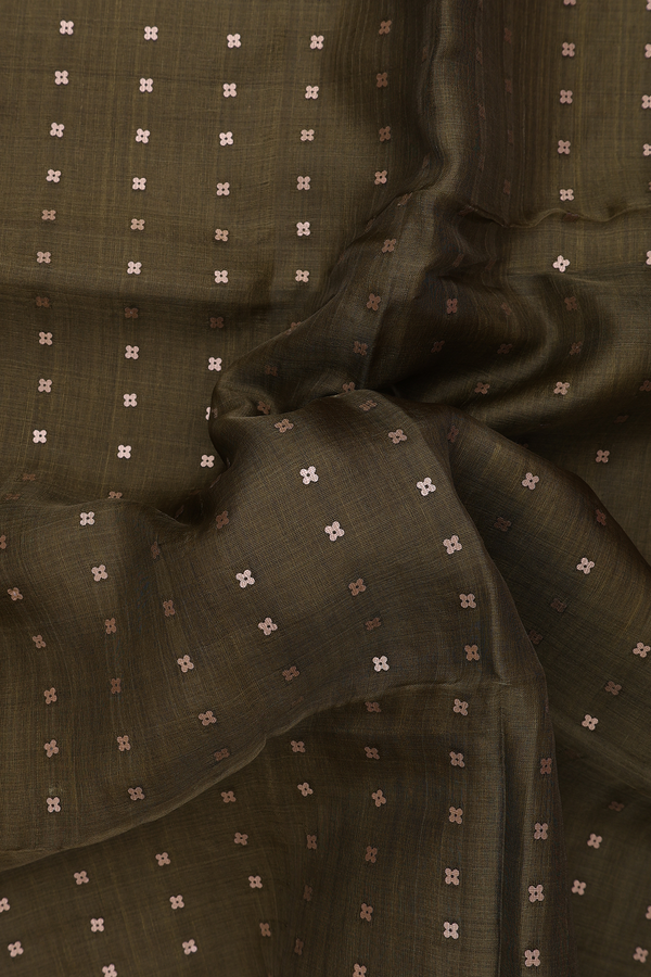 Bailu Silk Saree In Green With Chamki Work
