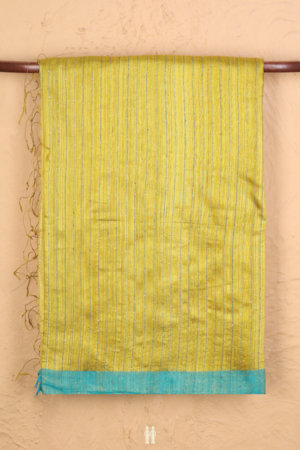 Bailu Silk Saree In Yellow With Stripes Design