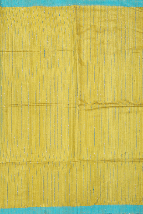Bailu Silk Saree In Yellow With Stripes Design