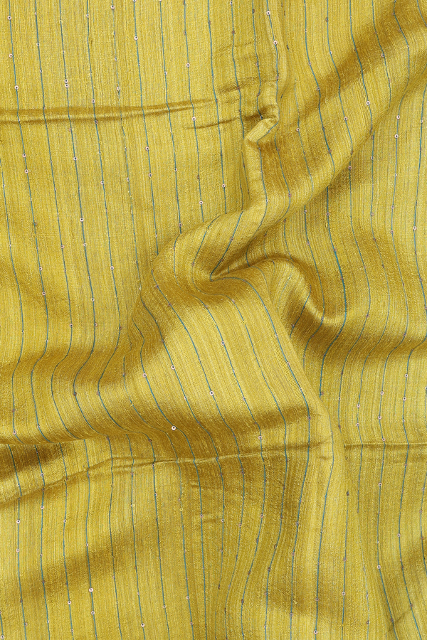 Bailu Silk Saree In Yellow With Stripes Design