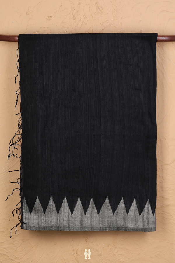 Bailu Silk Saree In Plain Black With Contrast Border