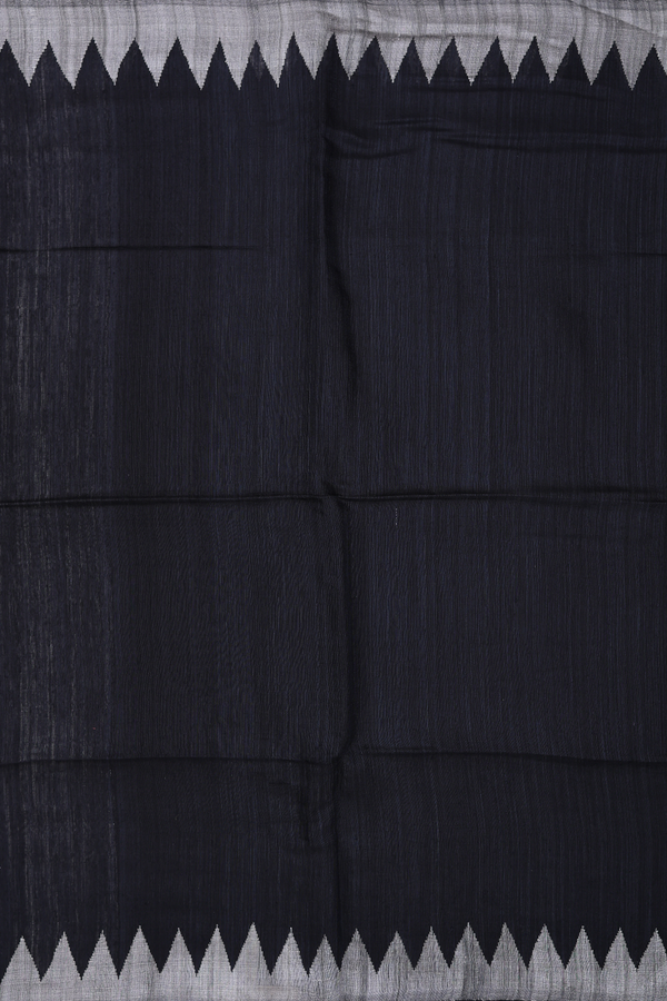 Bailu Silk Saree In Plain Black With Contrast Border
