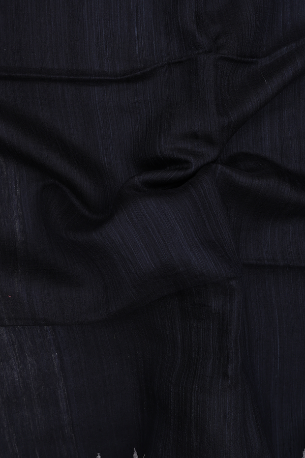 Bailu Silk Saree In Plain Black With Contrast Border