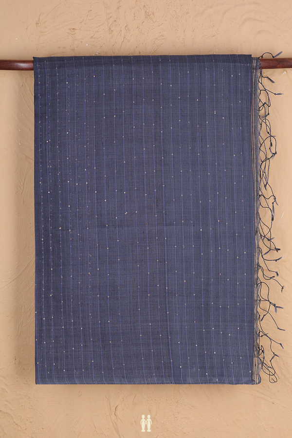 Bailu Silk Saree In Pigeon Blue With Chamki Work