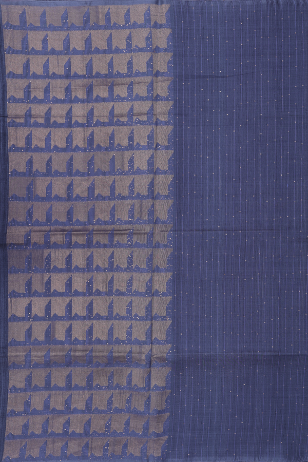 Bailu Silk Saree In Pigeon Blue With Chamki Work