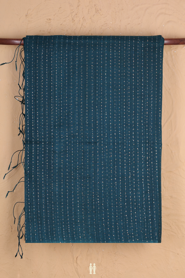 Bailu Silk Saree In Teal Blue With Chamki Work