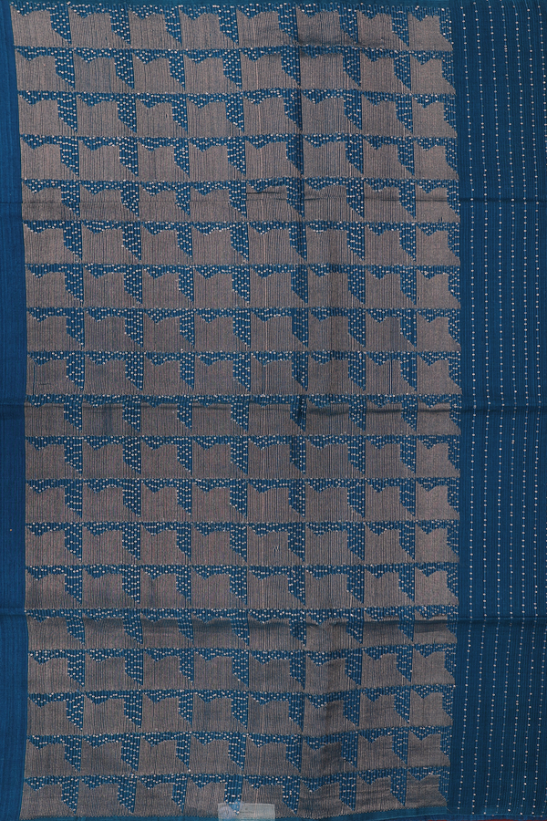 Bailu Silk Saree In Teal Blue With Chamki Work