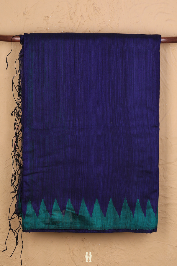 Bailu Silk Saree In Plain Royal Blue With Contrast Border