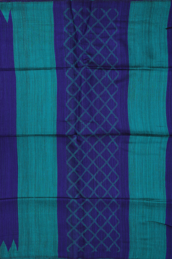 Bailu Silk Saree In Plain Royal Blue With Contrast Border