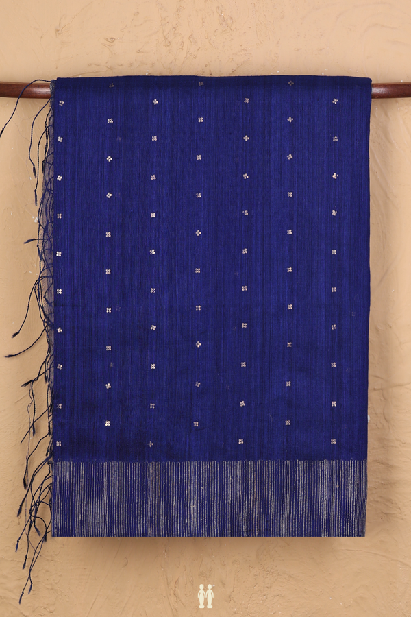 Bailu Silk Saree In Royal Blue With Chamki Work