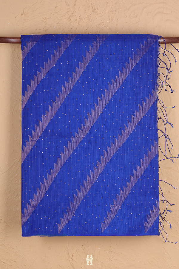 Bailu Silk Saree In Indigo Blue With Diagonal Design