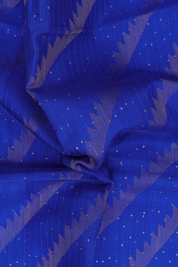 Bailu Silk Saree In Indigo Blue With Diagonal Design