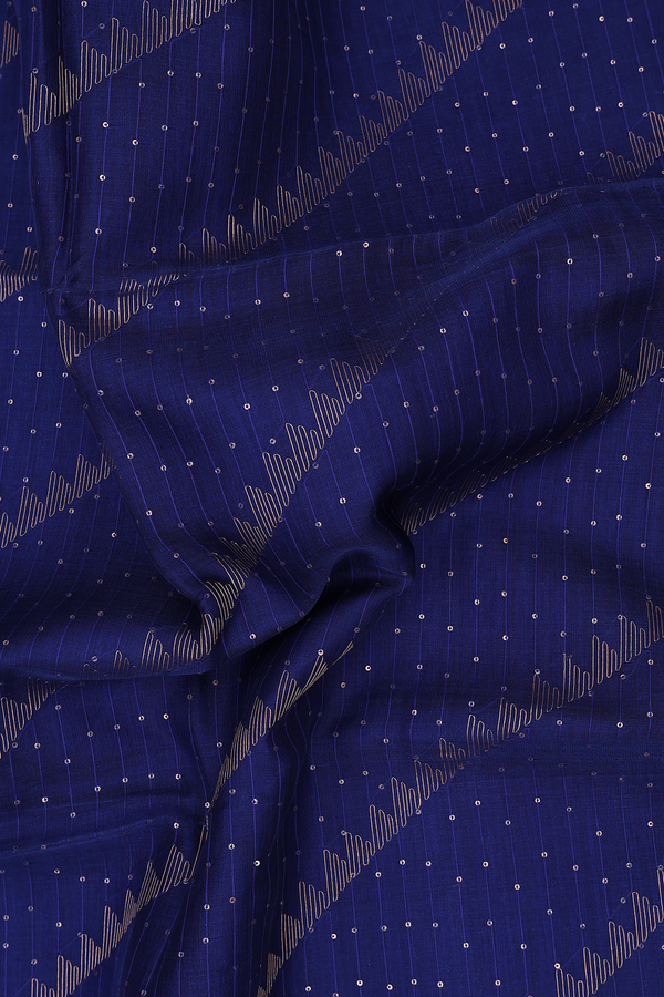 Bailu Silk Saree In Oxford Blue With Diagonal Design