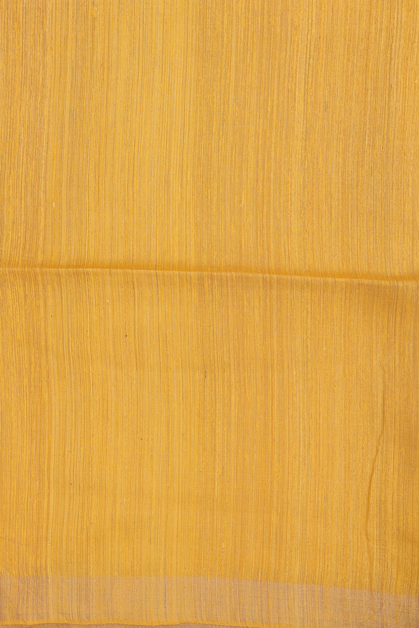 Bailu Silk Saree In Saffron Yellow With Floral Design