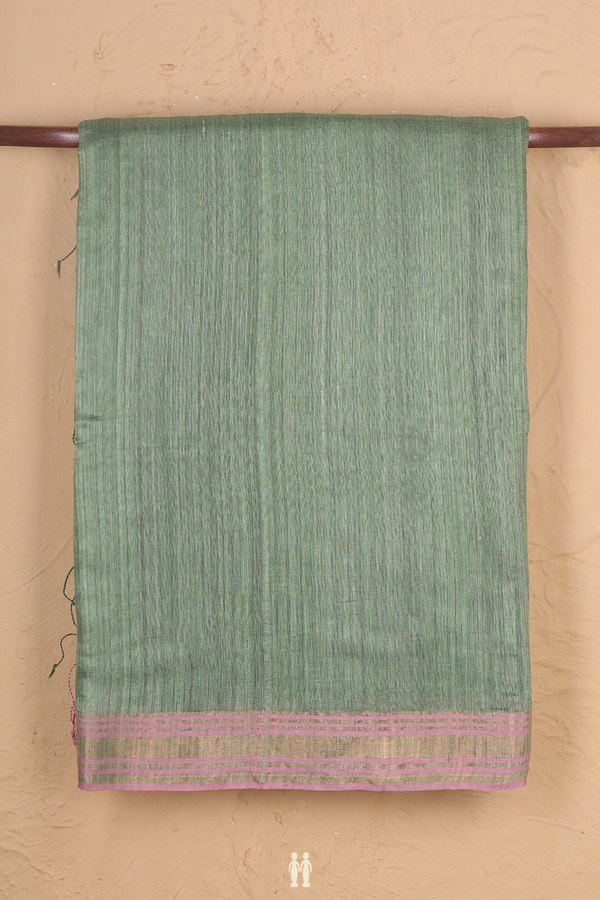 Bailu Silk Saree In Dusty Green With Contrast Border