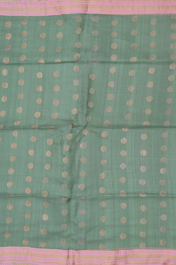 Bailu Silk Saree In Dusty Green With Contrast Border