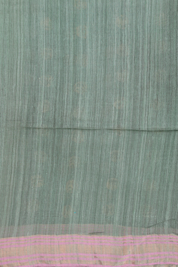 Bailu Silk Saree In Dusty Green With Contrast Border