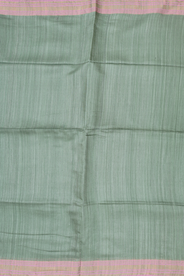 Bailu Silk Saree In Dusty Green With Contrast Border