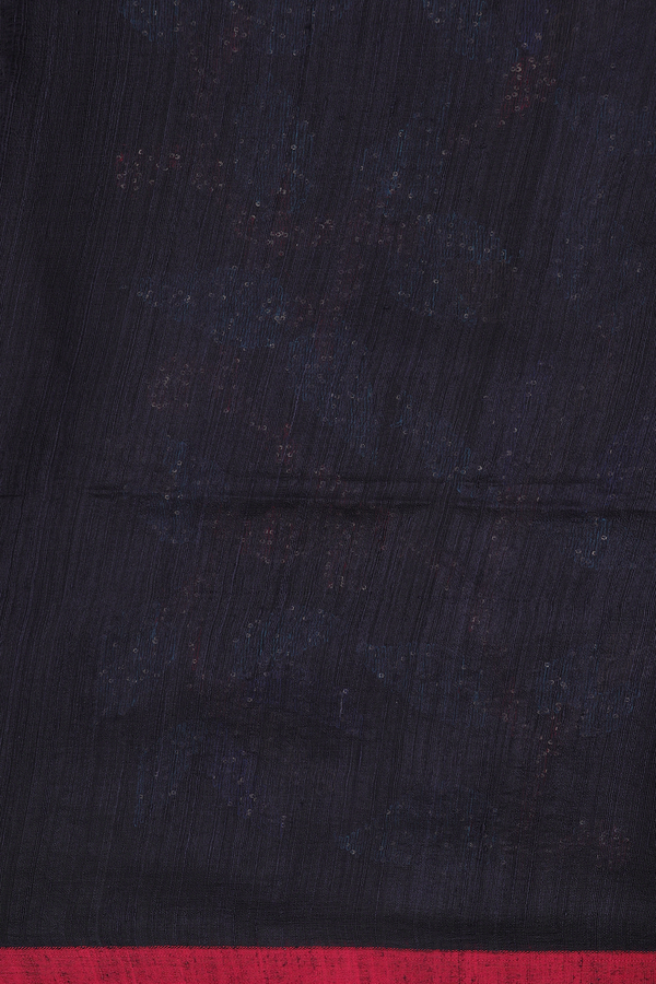 Bailu Silk Saree In Black With Leaf Border