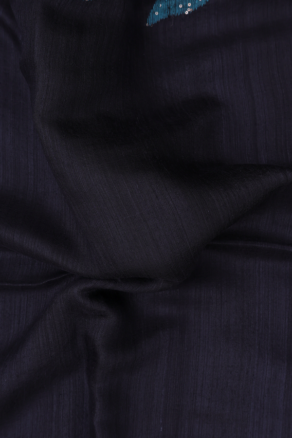 Bailu Silk Saree In Black With Leaf Border