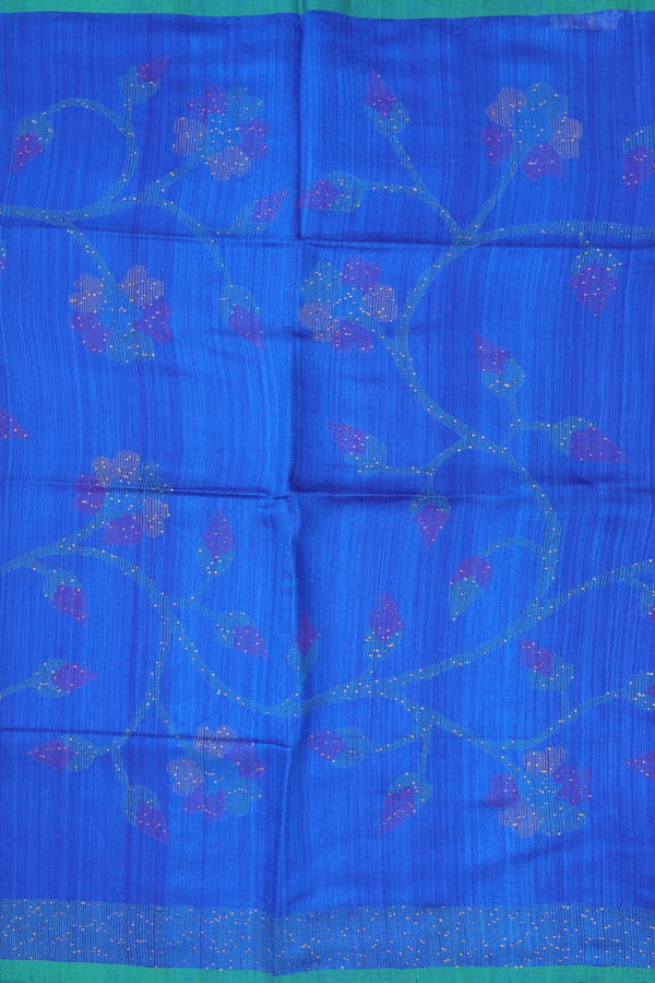 Bailu Silk Saree In Blue With Floral Design