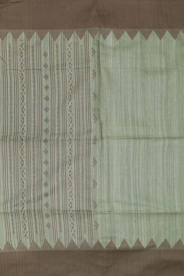 Bailu Silk Saree In Moss Green With Contrast Border