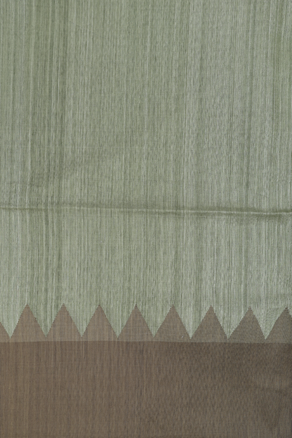Bailu Silk Saree In Moss Green With Contrast Border