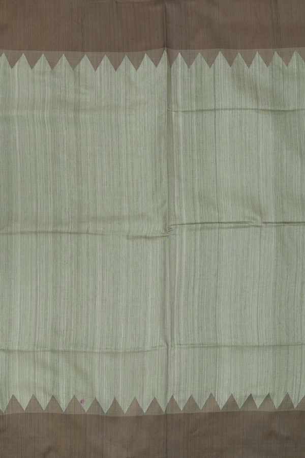 Bailu Silk Saree In Moss Green With Contrast Border