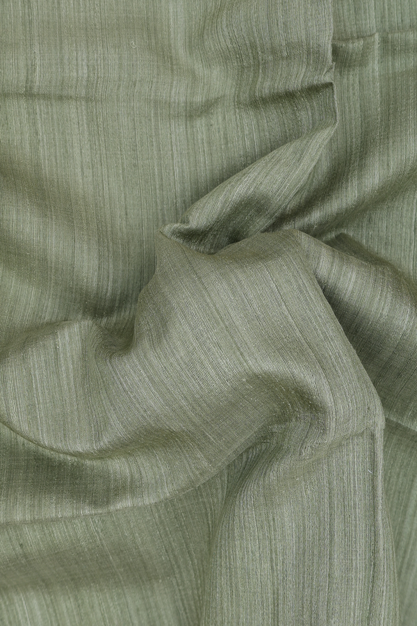 Bailu Silk Saree In Moss Green With Contrast Border