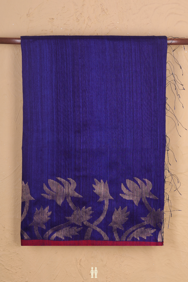 Bailu Silk Saree In Royal Blue With Floral Border