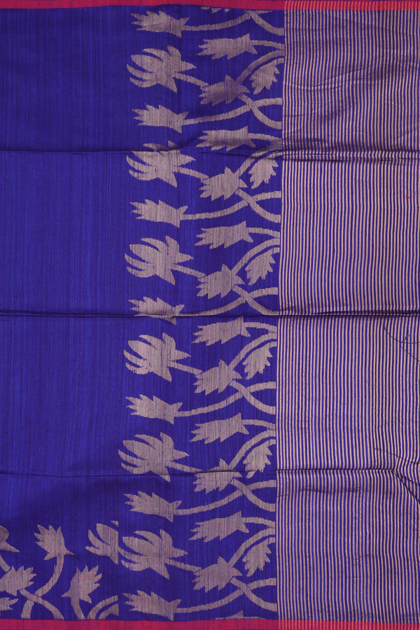 Bailu Silk Saree In Royal Blue With Floral Border