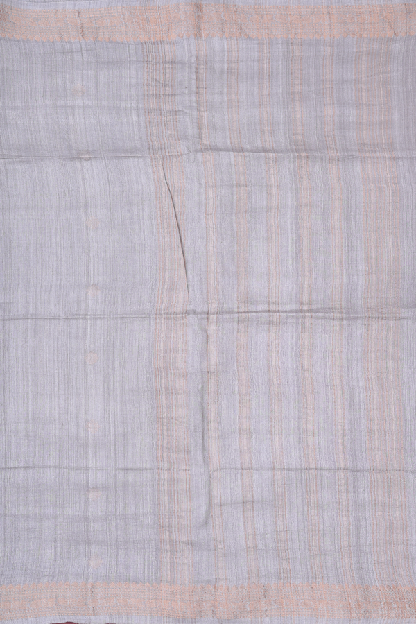 Bailu Silk Saree In Light Grey With Zari Buttas