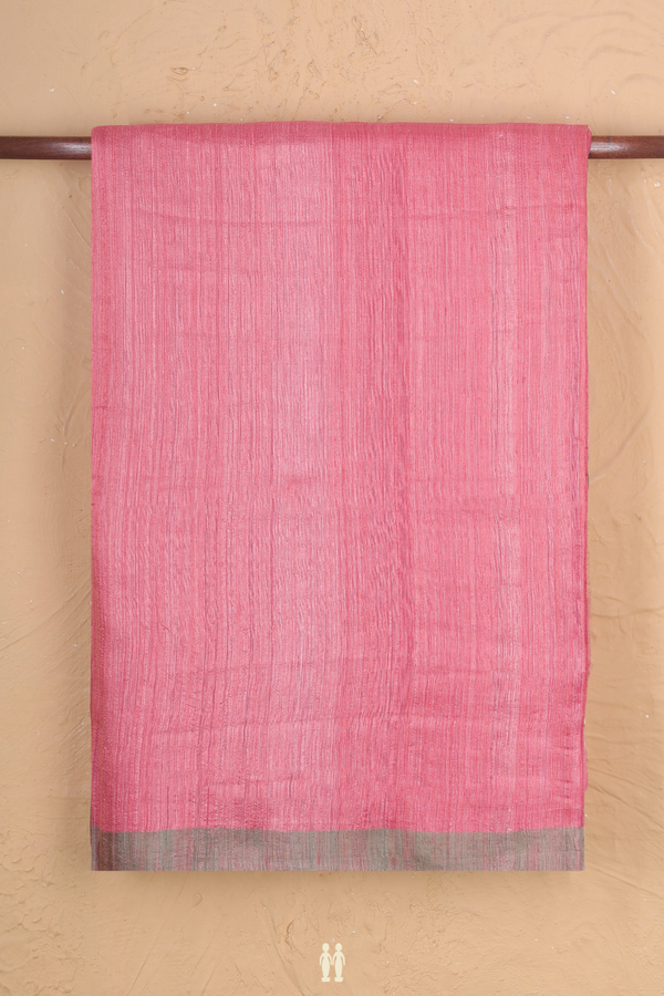 Bailu Silk Saree In Pink With Contrast Border