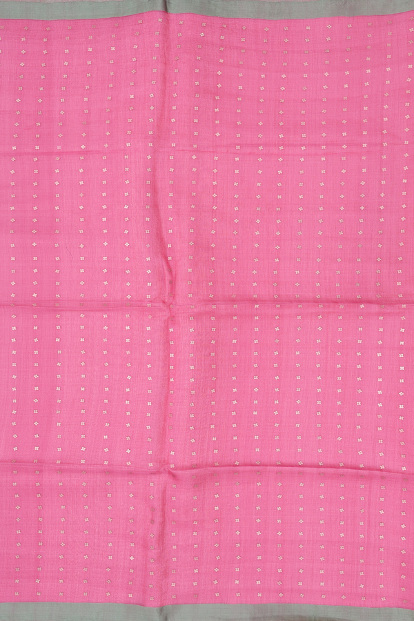 Bailu Silk Saree In Pink With Contrast Border